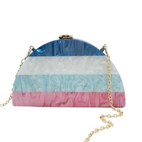 new brand womens wallet and handbag striped acrylic evening bags wedding party luxury clutch purse crossbody shoulder chain bag