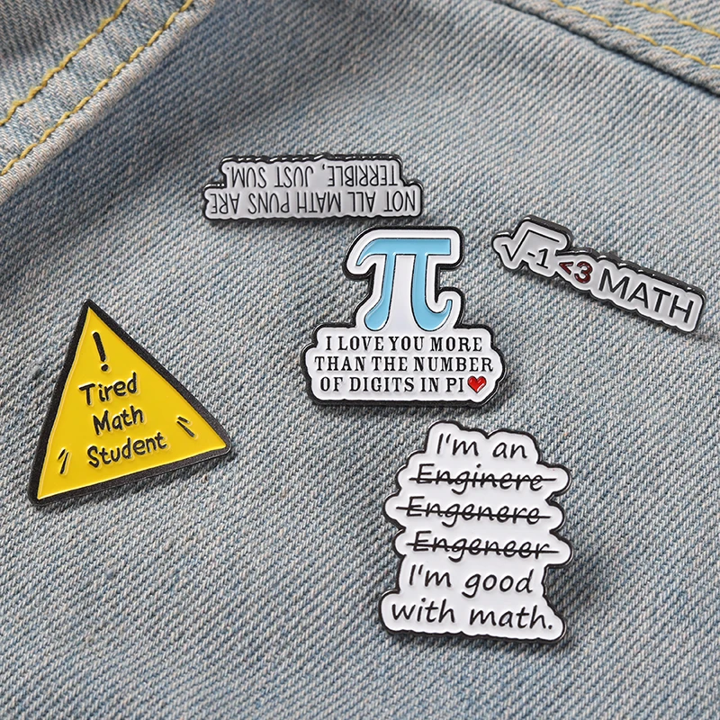 

I Love Math Enamel Pin Novelty Message Badge Brooch Clothes Backpack Lapel Badge Button for Math Geek Math Jewelry Gift