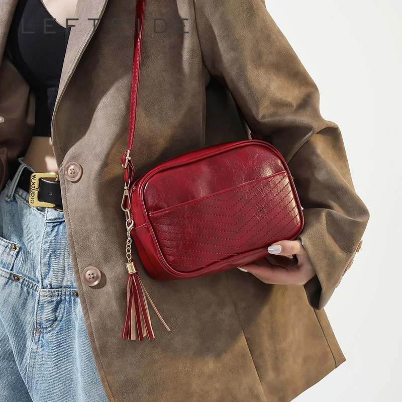 

LEFTSIDE 2023 трендовая сумка через плечо, маленькие сумки через плечо из искусственной кожи с широким ремнем на плечо, женская дизайнерская сумка, сумки