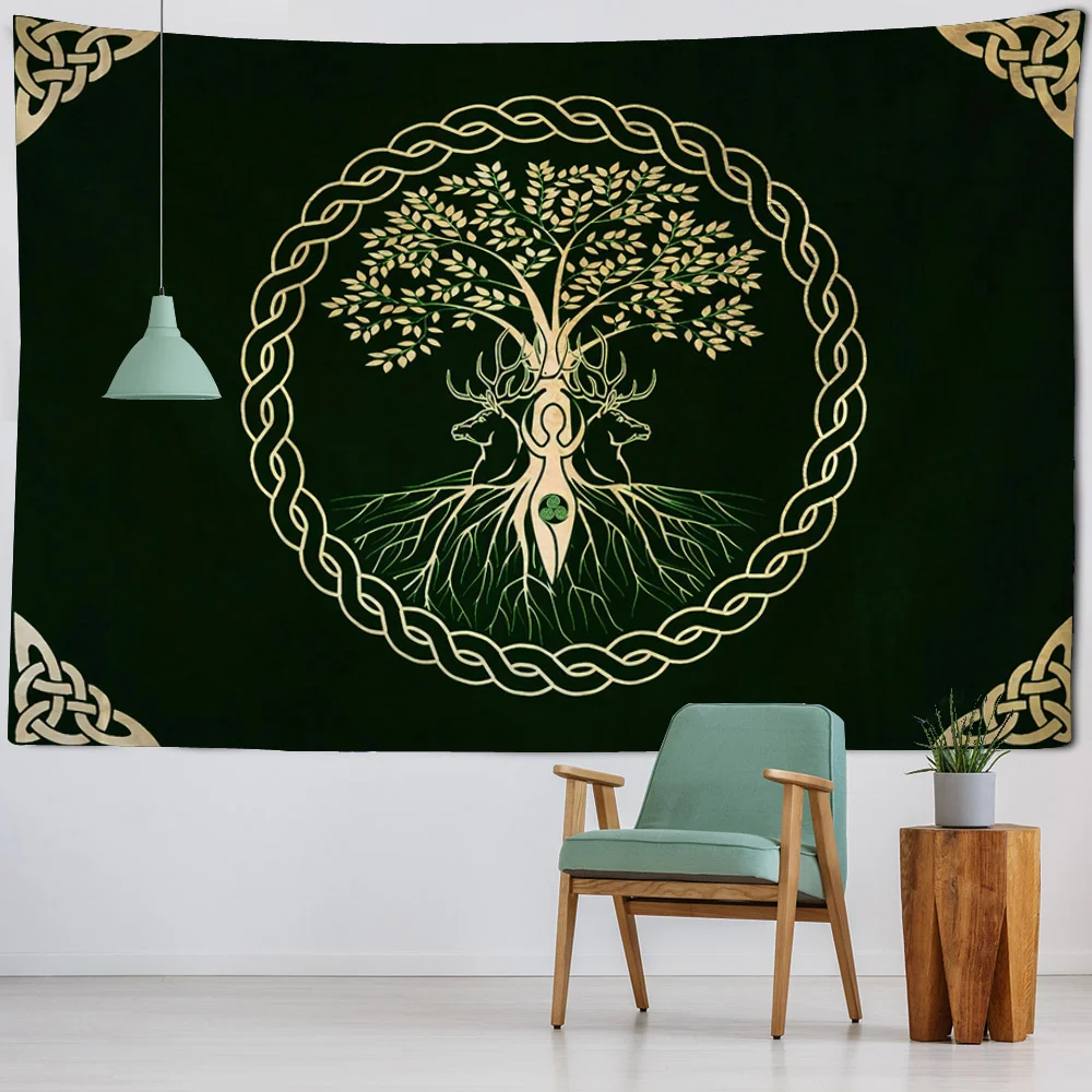 

Таинственный настенный гобелен в стиле викингов в стиле ретро