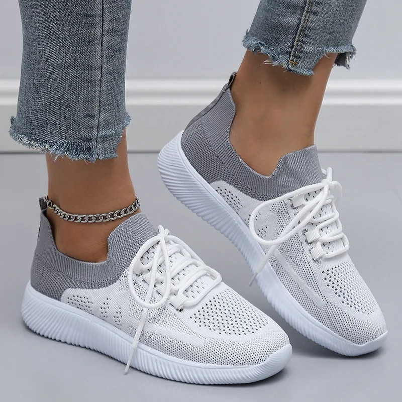 

2022 New Breathable Mesh Women Casual Sport Sneakers Mixed Color Spring Summer Women Tenis Feminino Lace-Up Shoes Size 35-42
