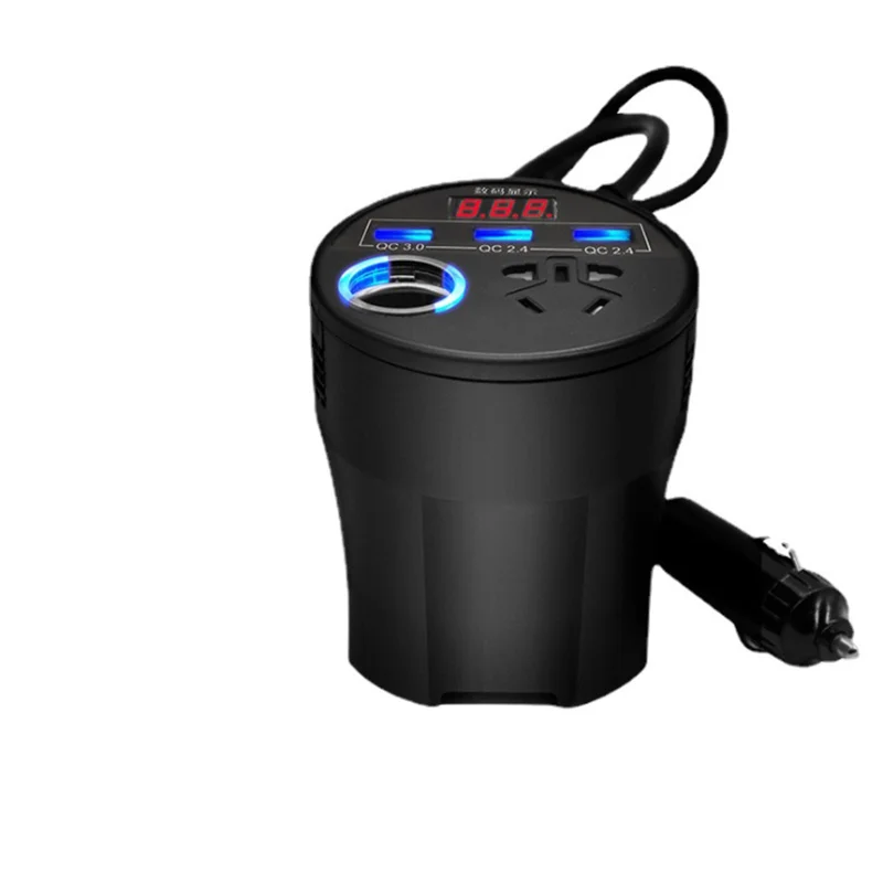 

Автомобильный инвертор, 24 В, 12 В, 220 В, 120 Вт, светодиодный дисплей, 3 порта USB + прикуриватель, инвертор QC3.0, 12 В, 220 В, автомобильный фонарь