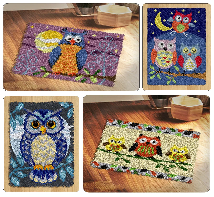 

DIY Owl Latch Hook Rug Kits Home Decor Needle For Carpet For Crafts
