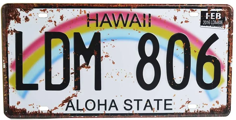 

Retro Vintage U.S. State Auto Number Tags, Embossed Metal License Plates, 12"x6" (Hawaii 806) 1