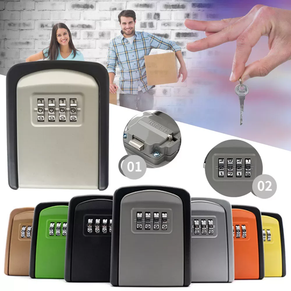 

Key Lock Box Safe Security Storage 4 Digit Combination Password Wall Mount Key Safes Box Holder Cabinets Use for Home Security