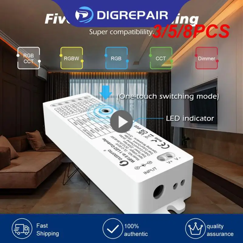 

3/5/8PCS Tuya Rf Remote Strip Light Controller 5 In 1 Adjust Brightness Switch Voice Control Wifi Led Controller App Control Diy