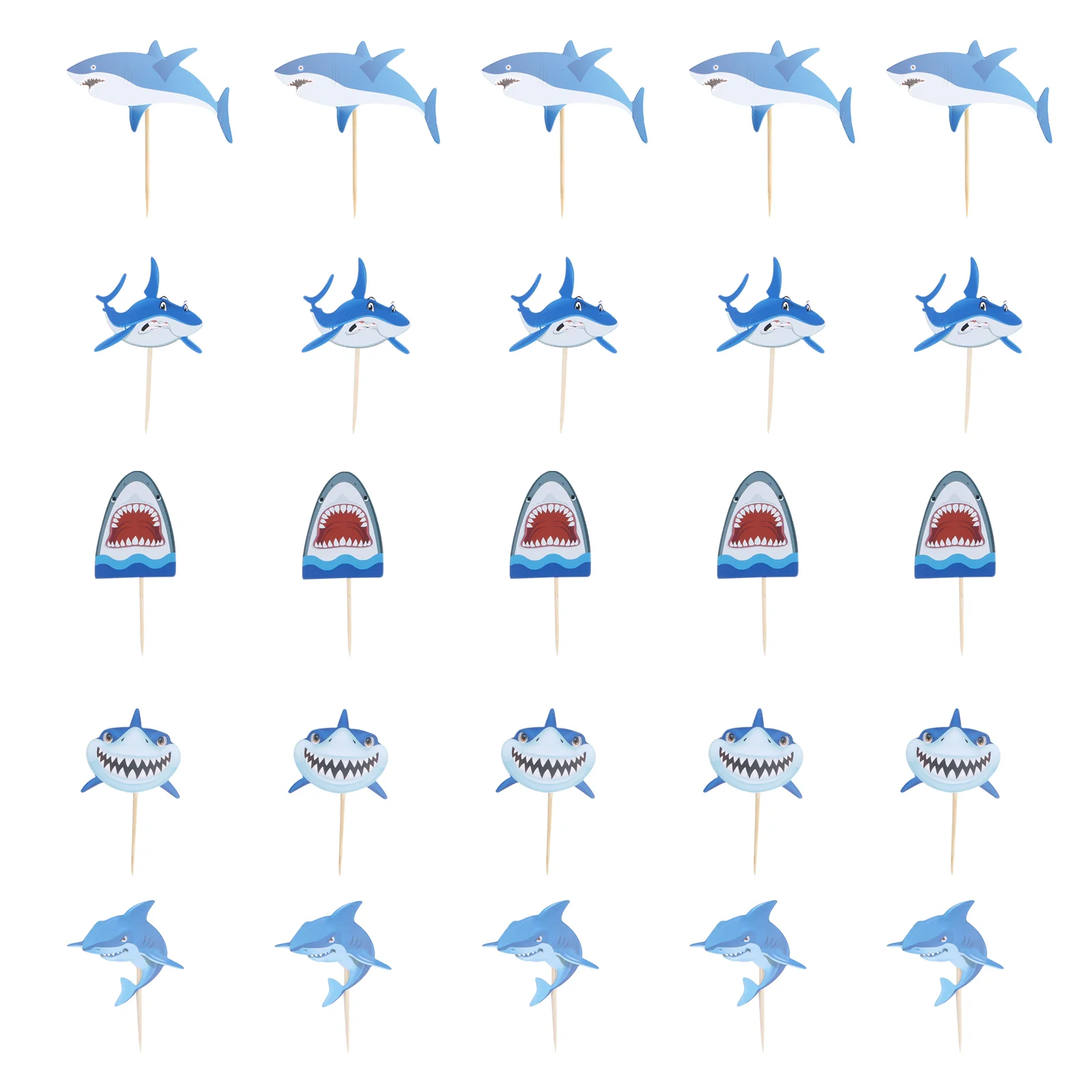 

20 Pcs Shark Cake Toppers Cake Decorating Sea Creature Cupcake Topper Appetizer Sea Animal Paper Cake Decoration Pool Party