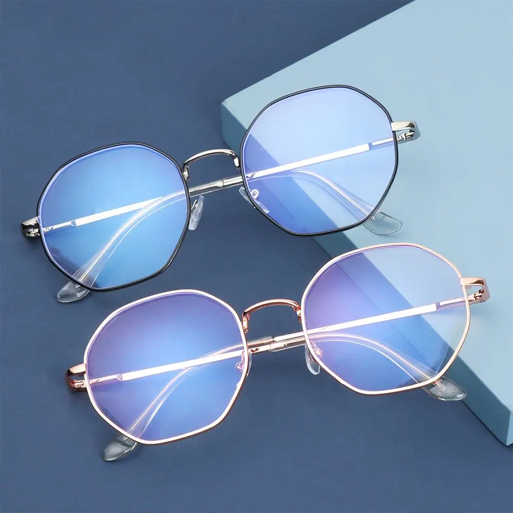 

Vintage Gold Polygon Anti Blue light Glasses Women Lens Myopia Optical Mirror Eyeglasses Men Simple Metal Clear Eyewear