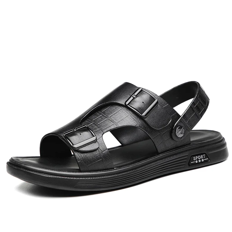 CICIYANG Fashion Sandals Beach Shoes Men's Shoes 2022 Summer New Belt Buckle Genuine Leather Rubber Non-slip Breathable