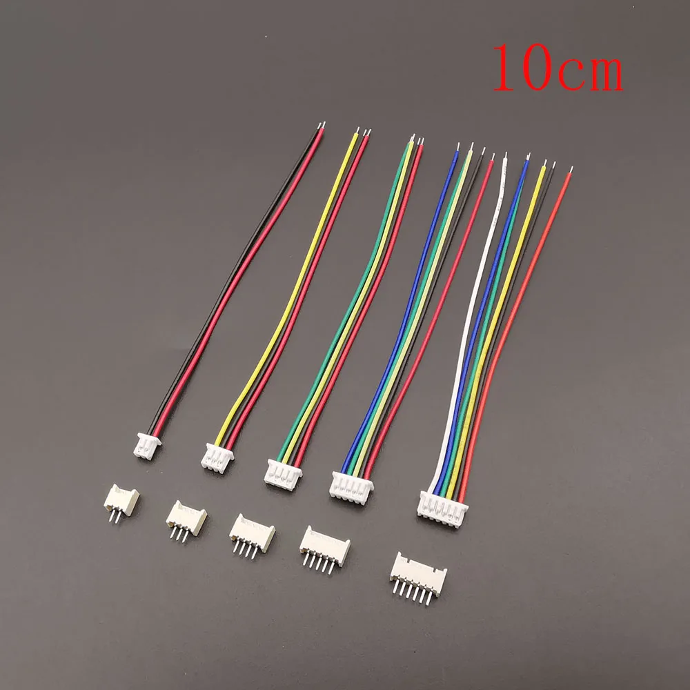 

10 комплектов Mini Micro JST 1,25 мм 2/3/4/5/6/7/8-контактный разъем «папа-мама» с клеммными проводами, кабельная розетка 28AWG 10 см 15 см