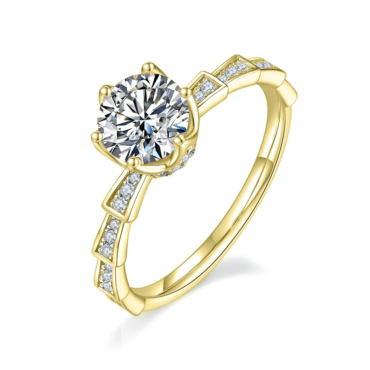

GEM'S BALLET 925 Sterling Silver Moissanite Ring 1ct D Color Moissanite Diamond Women's Engagement Ring Pass Diamond Test