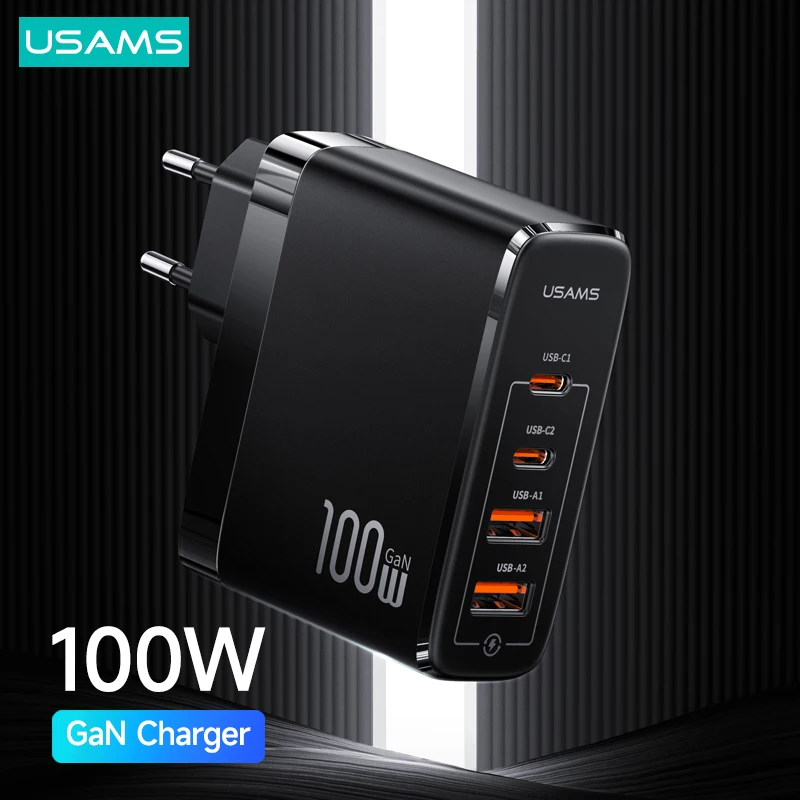 usams 100w gan charger pd qc3 0 scp fcp afc quick charge portable phone charger for apple macbook huawei phone laptop tablet free global shipping