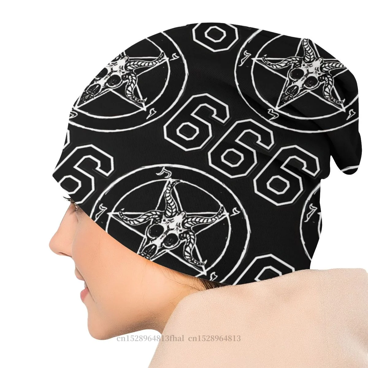 Шапочки шапки s Baphomet 666 тонкая шапка осень-весна шляпа Мужские Женские Лыжные