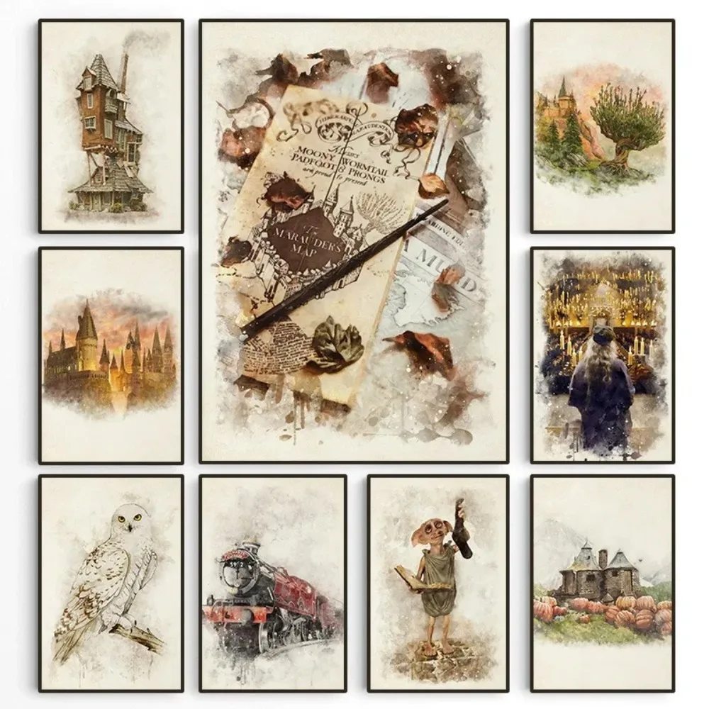 Волшебный Постер С Совой Хогвартс-школьный Замок Дом В Виде Тыквы Холст Картина