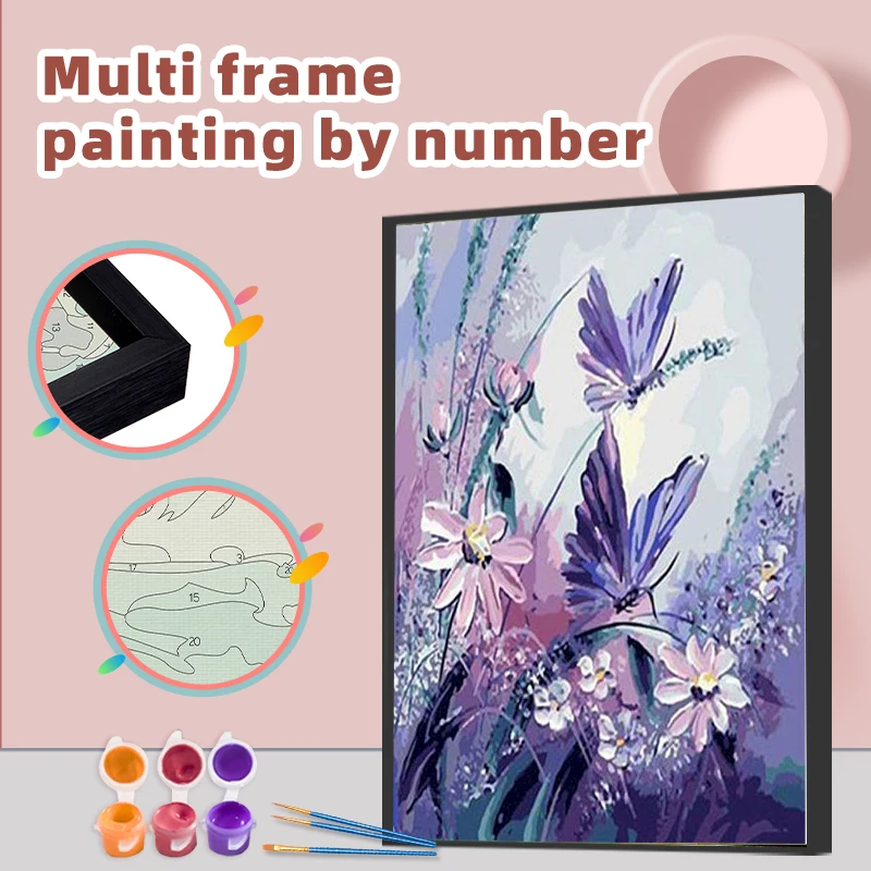 

RUOPOTY Diy Painting By Numbers With Multi Aluminium Frame Kits 60x75cm Butterfly Coloring By Numbers Home Decor Gift