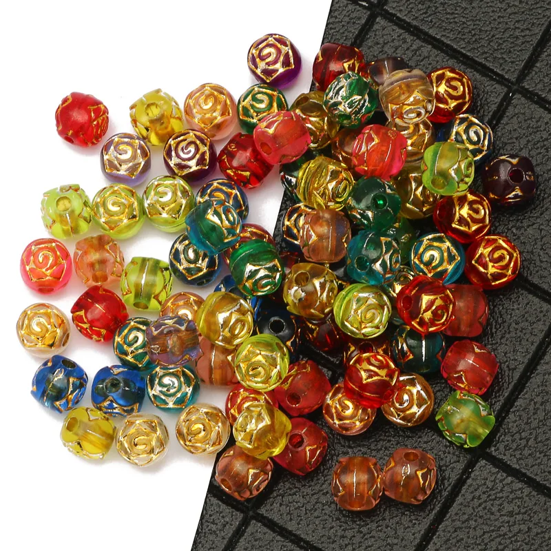 

Transparent Colorful Rose Flower Acrylic Beads Loose Beads For Jewelry Making DIY Key Chain Earrings Necklaces Bracelet Supplies