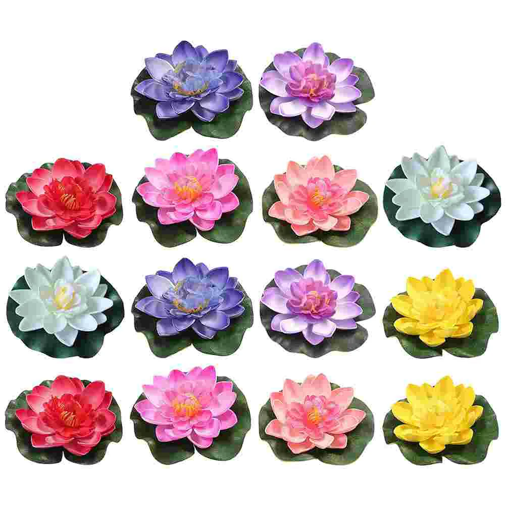 

14 Pcs Leaf Artificial Marigold Flowers Floating Lotus Flowers Simulation Lotus Decoration Flower Plants