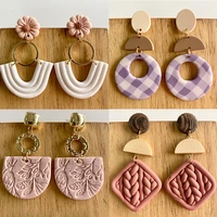 handmade flower soft pottery earrings geometric woven embossed daisies high grade pottery clay beautiful texture new earrings