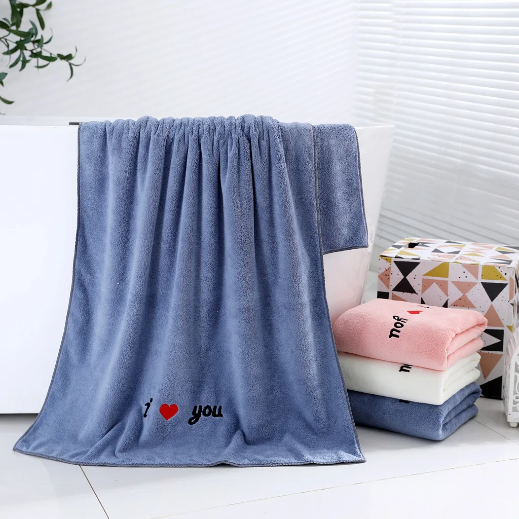 

70*140cm Bath Towel Soft Absorbent Adult High Density Thick Embroidered Colorless Microfiber Shower Towel for Bathroom Washcloth
