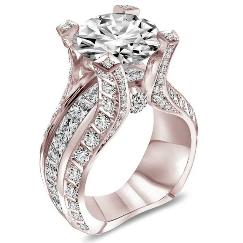 

Milangirl Classic AAA White Zircon Crystal Rhinestone Elegant Rings Bridal Engagement Ladies Ring Women Female Wedding Jewerly