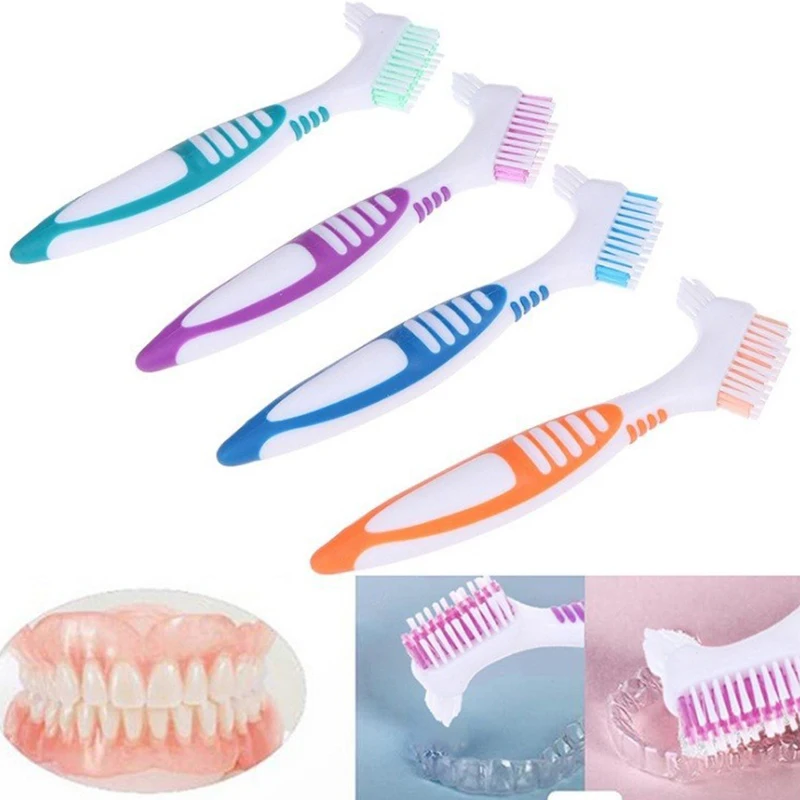 

New Denture Cleaning Brush Dual Heads Gum Cleaner For Men Women Multi-Layered Bristles False Teeth Brush Oral Cleaning Tools Hot