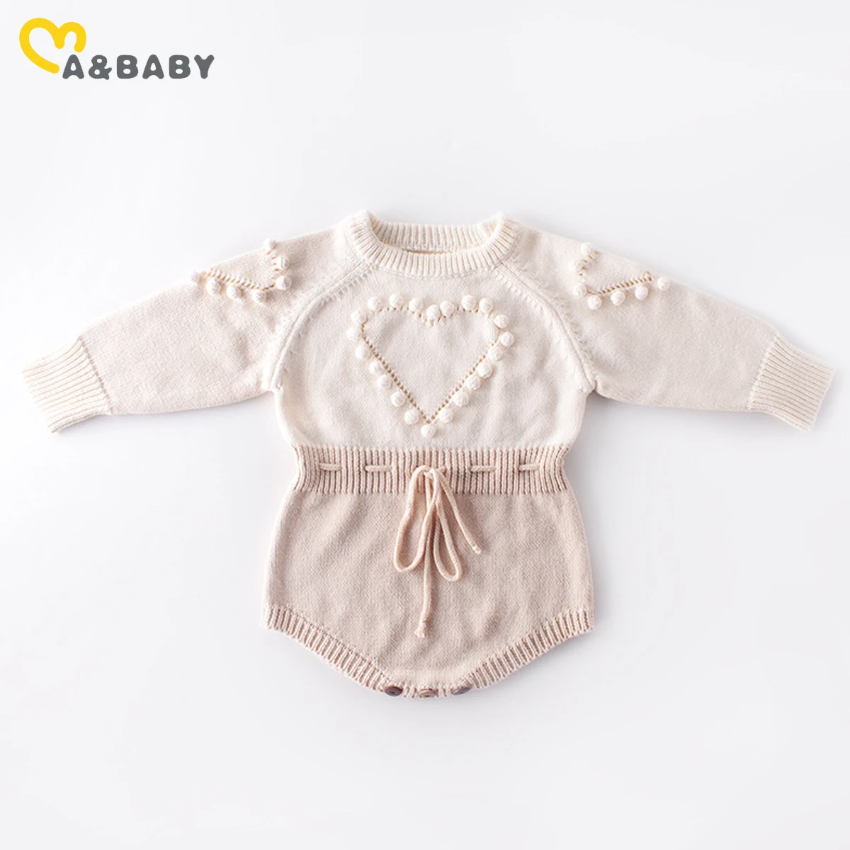 

Ma&Baby 3-24M Infant Toddler Baby Girl Romper Fall Spring Warm Knit Jumpsuit Overall Pompom Long Sleeve Clothing