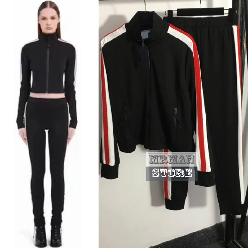 

Luxury designer two piece set outfits for women high end clothes 2022 new style brand metal zipper long sleeve top and pants Pr9