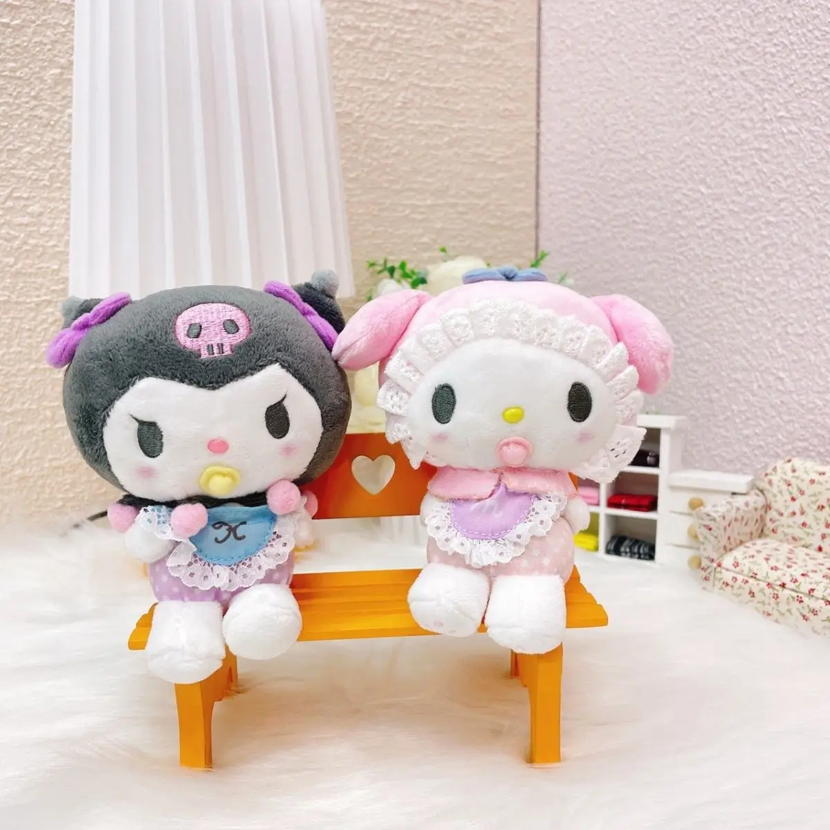 

Sanrio Kawaii Kuromi My Melody Plush Toys Cartoon Little Twinstars Hello Kitty Baby Pacifier Series Keychain Pendant Girl Gifts