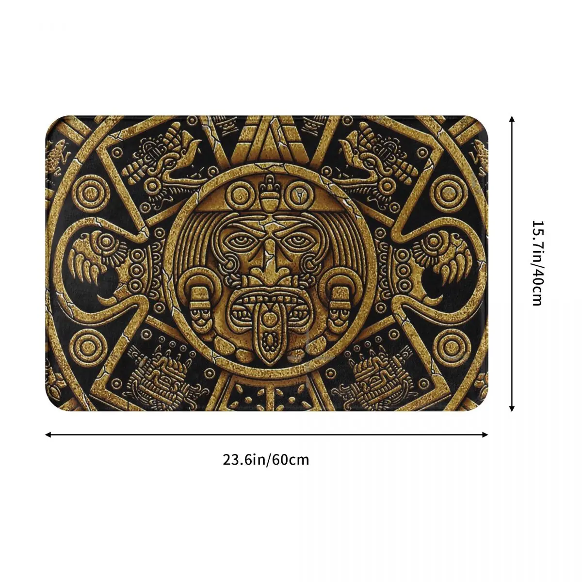 Кухонный нескользящий коврик Mayan Aztec с календарем золотой для спальни входной