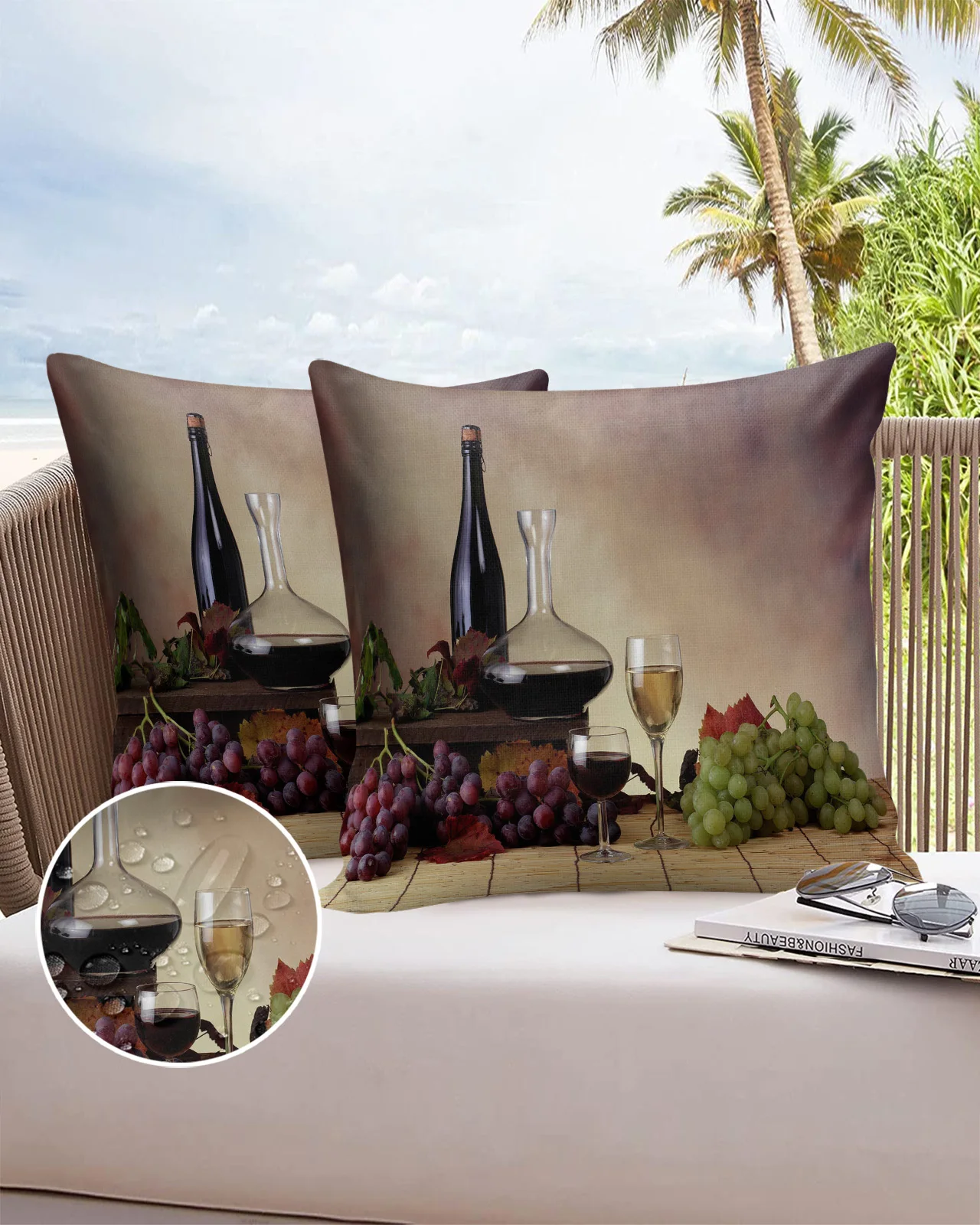 

Grape Wine Glass Fruit Purple Wall Sofa Double-sided Printing Pillow Covers 30 X 50cm Waterproof Square Pillowcase for Bedroom