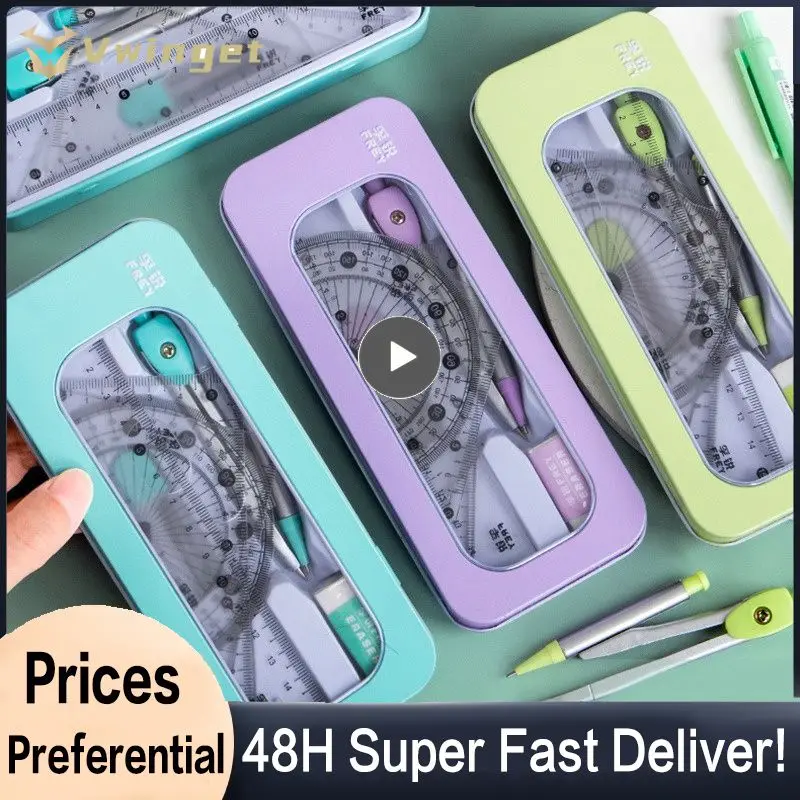 

180 * 75mm Multifunction Measuring Stationery Set Durable Ruler Set Accurate Measurement Student Drawing Stationery Metal Math