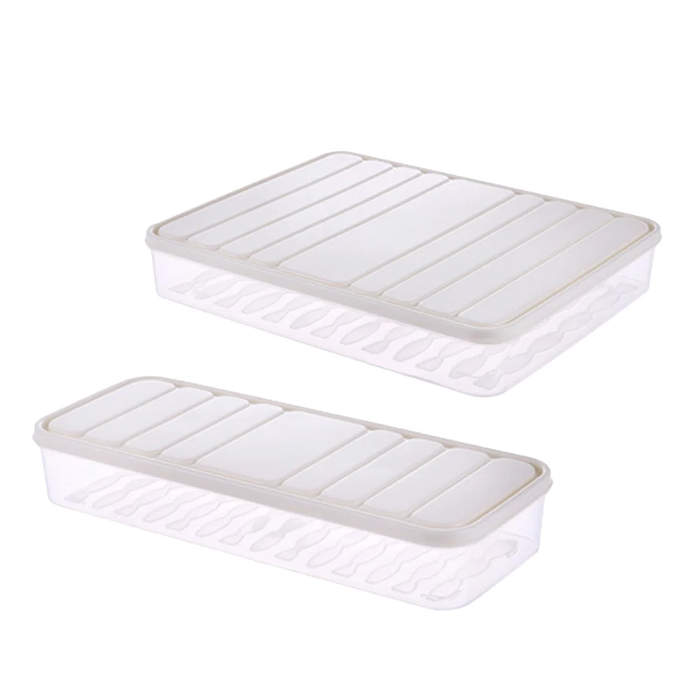 

2 Pcs Clear Container Lid Box Crisper Stackable Fridge Organizers Fridge Drawer Fridge Storage Rack