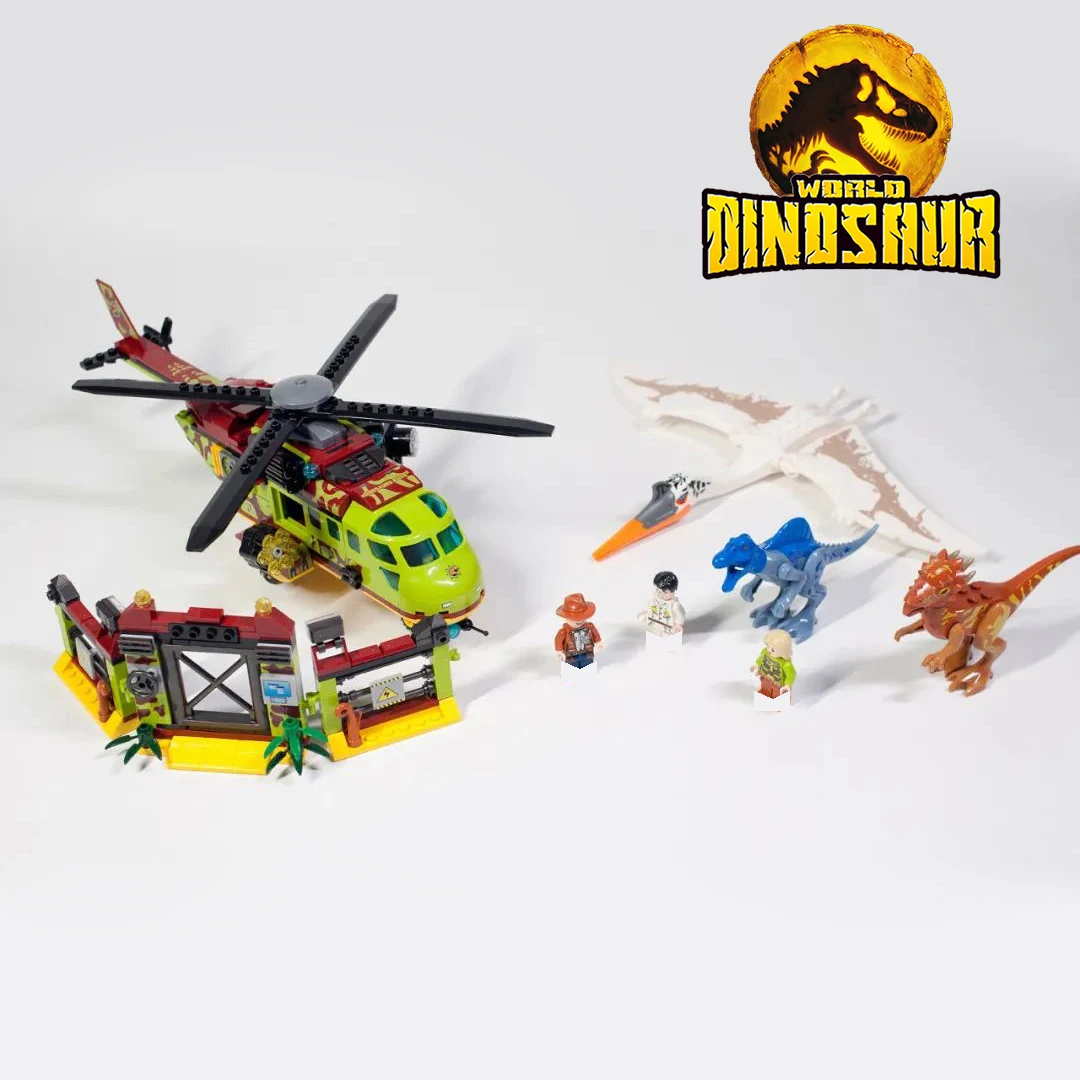 

FORANGE BLOCK Jurassic Dinosaur Pterodactyl Assault Helicopter Park World MOC Building Bricks DIY Educational Toys Kids Gifts