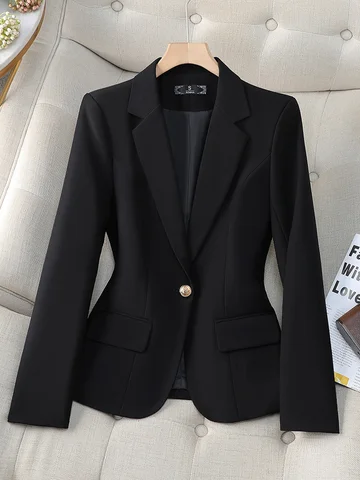 Женский блейзер с длинным рукавом, офисный пиджак цвета хаки, абрикосового, черного цветов, официальная одежда для работы и офиса, весна 2019