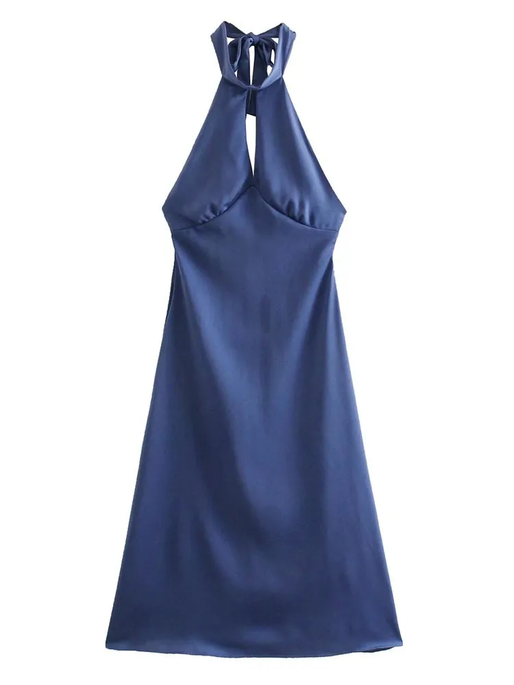 Женское длинное платье на бретельках повседневное однотонное с высокой талией и