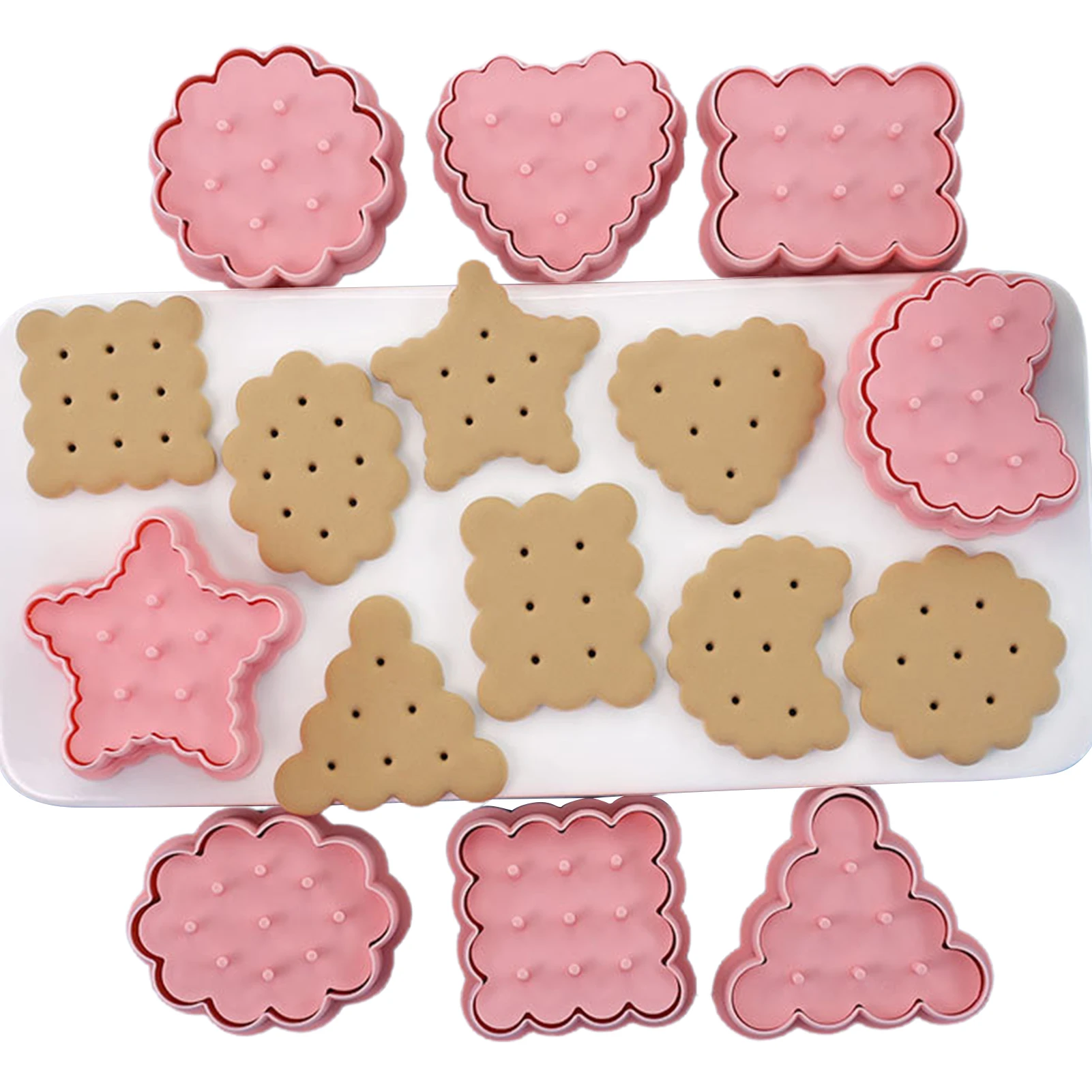 

Cute Cookie Cutters Shapes DIY Biscuit Mold Set Clear 3D Heart Flower Star Shape Embossing Baking Tool For Pastry Fondant Cheese