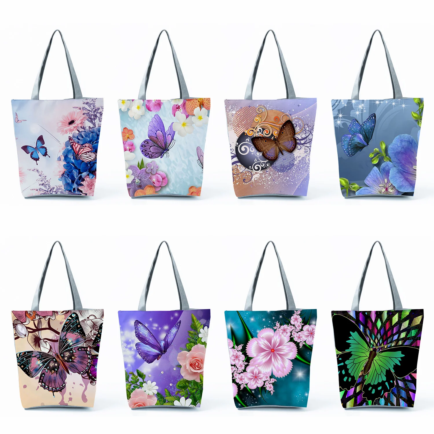 

Красивые сумки с цветочным принтом бабочки, вместительные повседневные женские Офисные Сумки-тоуты, сумки для покупок, портативные дорожные пляжные сумки