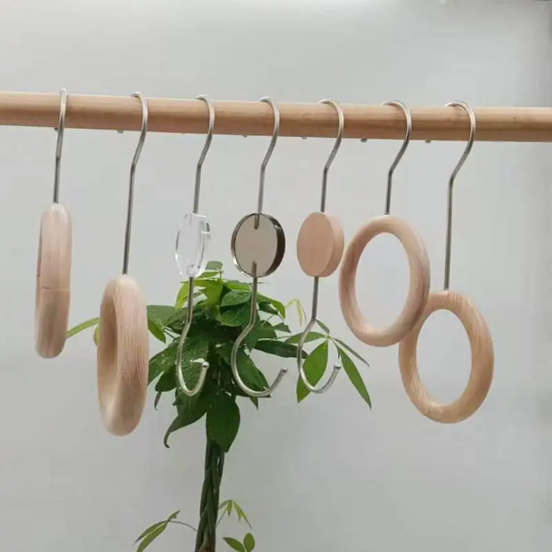 

Double-headed Scarf Holder Scarf Rack Circle Sturdy Durable Wooden Loop Hanger Hanger Hook Un-breakable Ring Hat Clip S-shaped