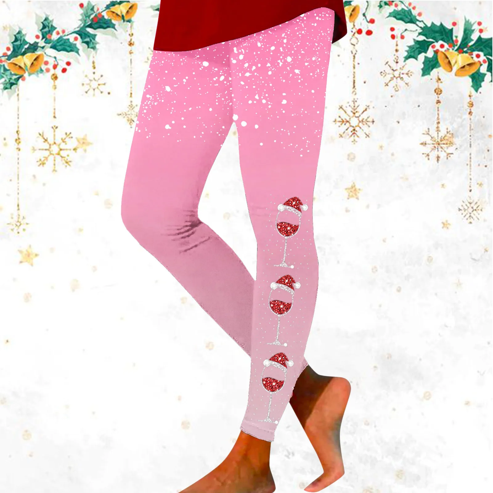 

Women'S Pants Gradient Christmas Leggings Printing Bottoming Leggings Insulated Tights Brushed Pants Winter Pantalones De Mujer