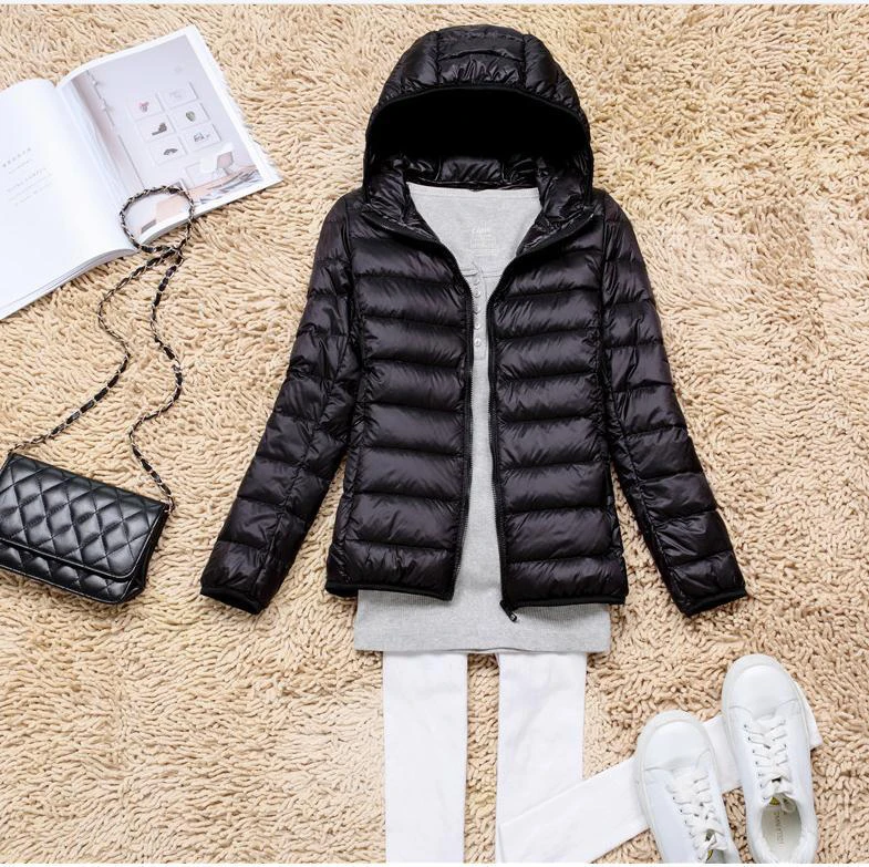 Fashion Autumn and Winter Women's Slim Lightweight Warm Down Jacket Female Windproof Camping Outerdoor Hooded Outerwear
