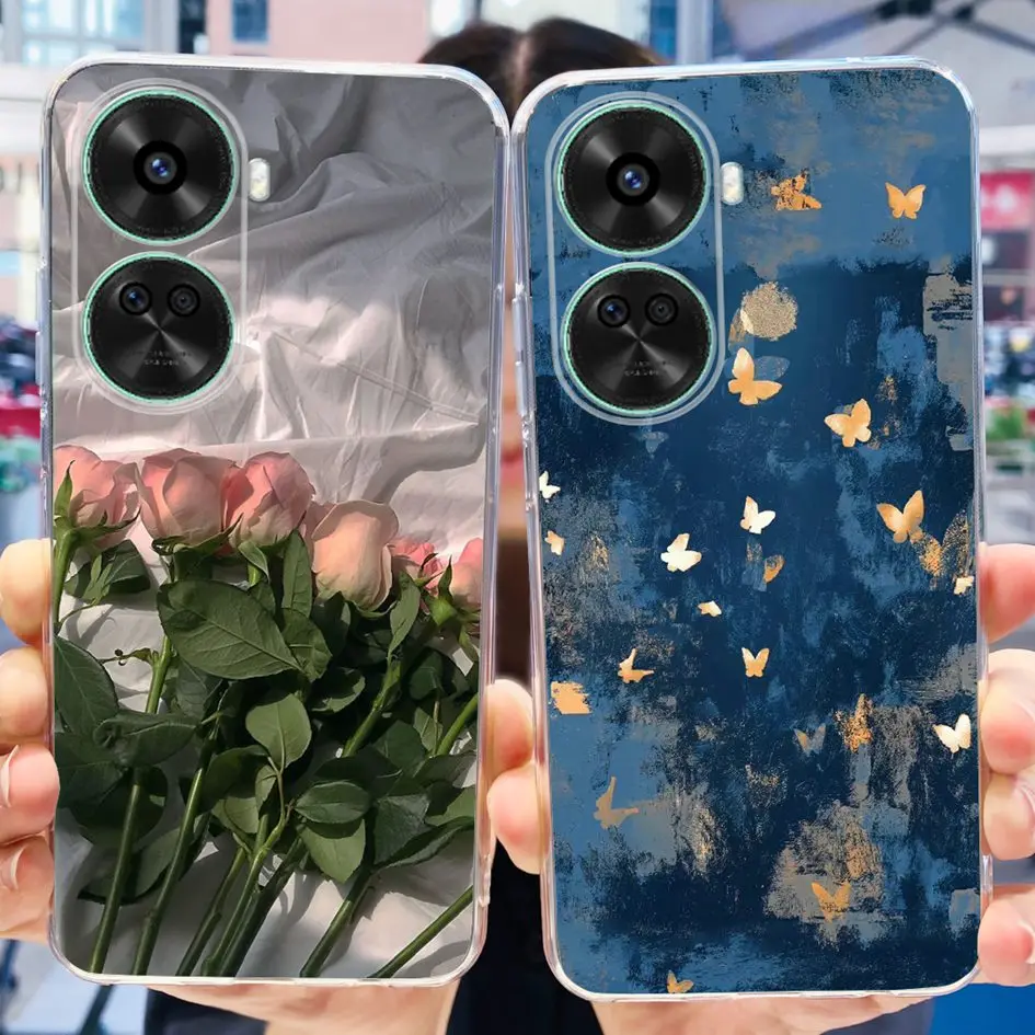 Для Huawei Nova 12 SE чехол из мягкого ТПУ с цветным цветком прозрачные чехлы для