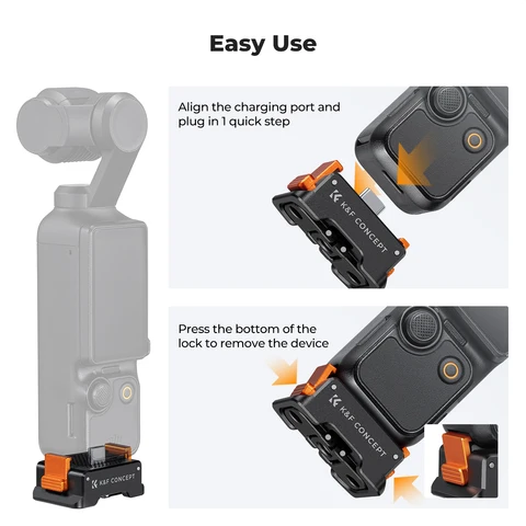 Базовый адаптер для зарядки K & F Concept для DJI Osmo Pocket 3, настольная зарядная док-станция Type-C, подходящая зарядная док-станция из алюминиевого сплава