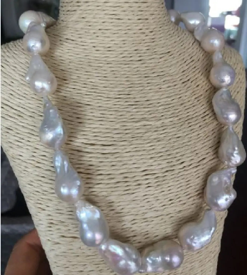 

classic 24-30mm south sea white baroque pearl necklace 18inch 925silver
