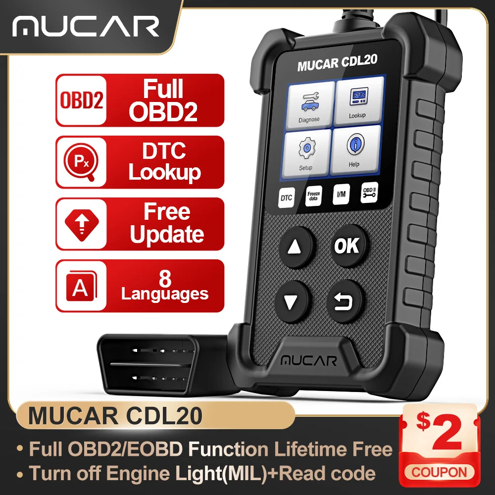 Диагностический сканер MUCAR CDL20, диагностика двигателя с полной функцией OBD, инструмент для поиска автомобиля