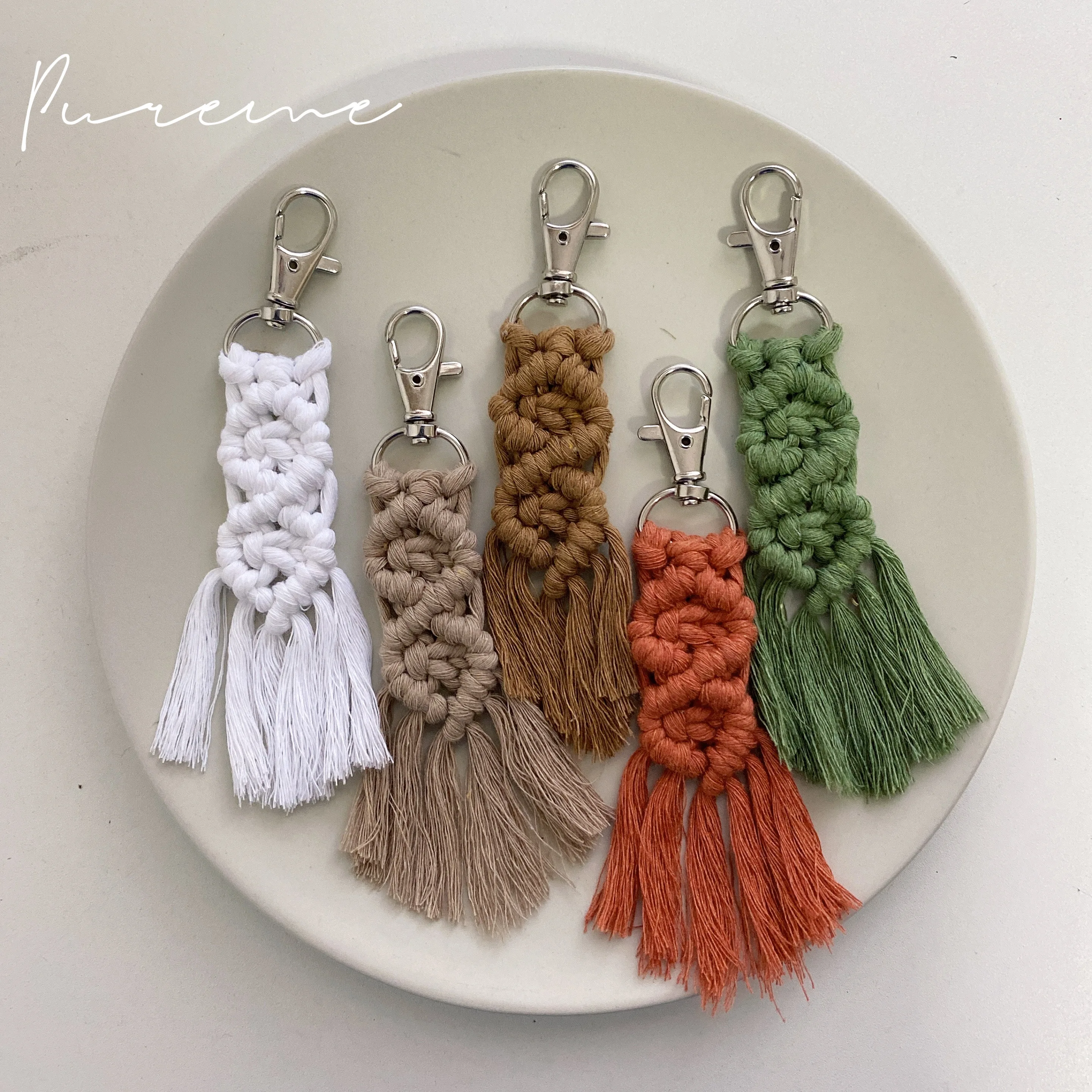

Macrame Hobo Keychain Handmade Keyring Bag Pendant Gift Car Keys Mother's Day gift Fashion Jewelry Accessories Wholesale