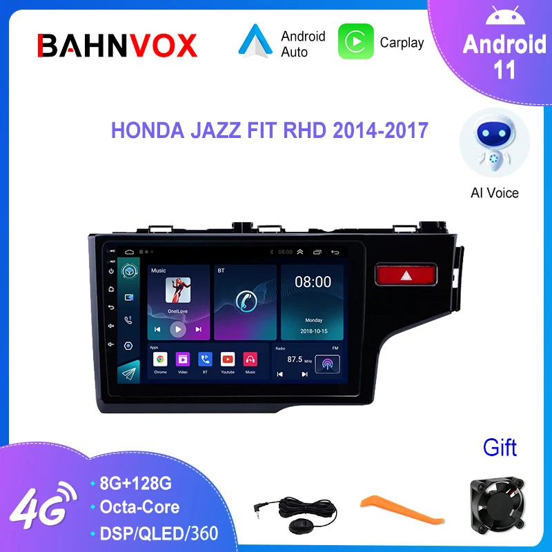 Автомобильная магнитола 9 дюймов Android 11,0 для Honda Fit Jazz 2013 2014 2016 2018 GPS-навигация стерео Мультимедийный видеоплеер экран головное устройство