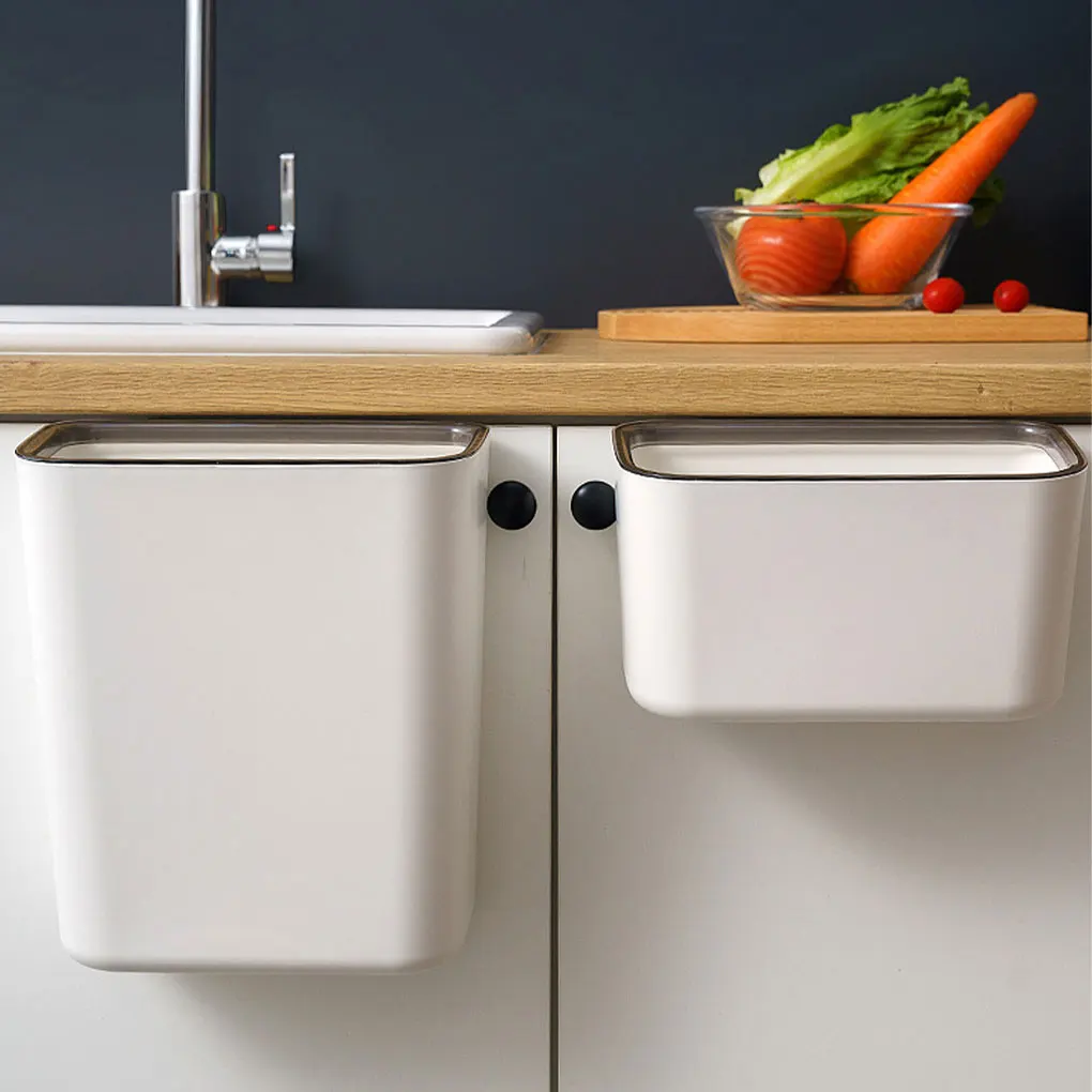 

Space-saving Hanging Trash Can Food Container Storage Bucket Cans Plastic Waste Bins Cabinet Door Bathroom Kitchen