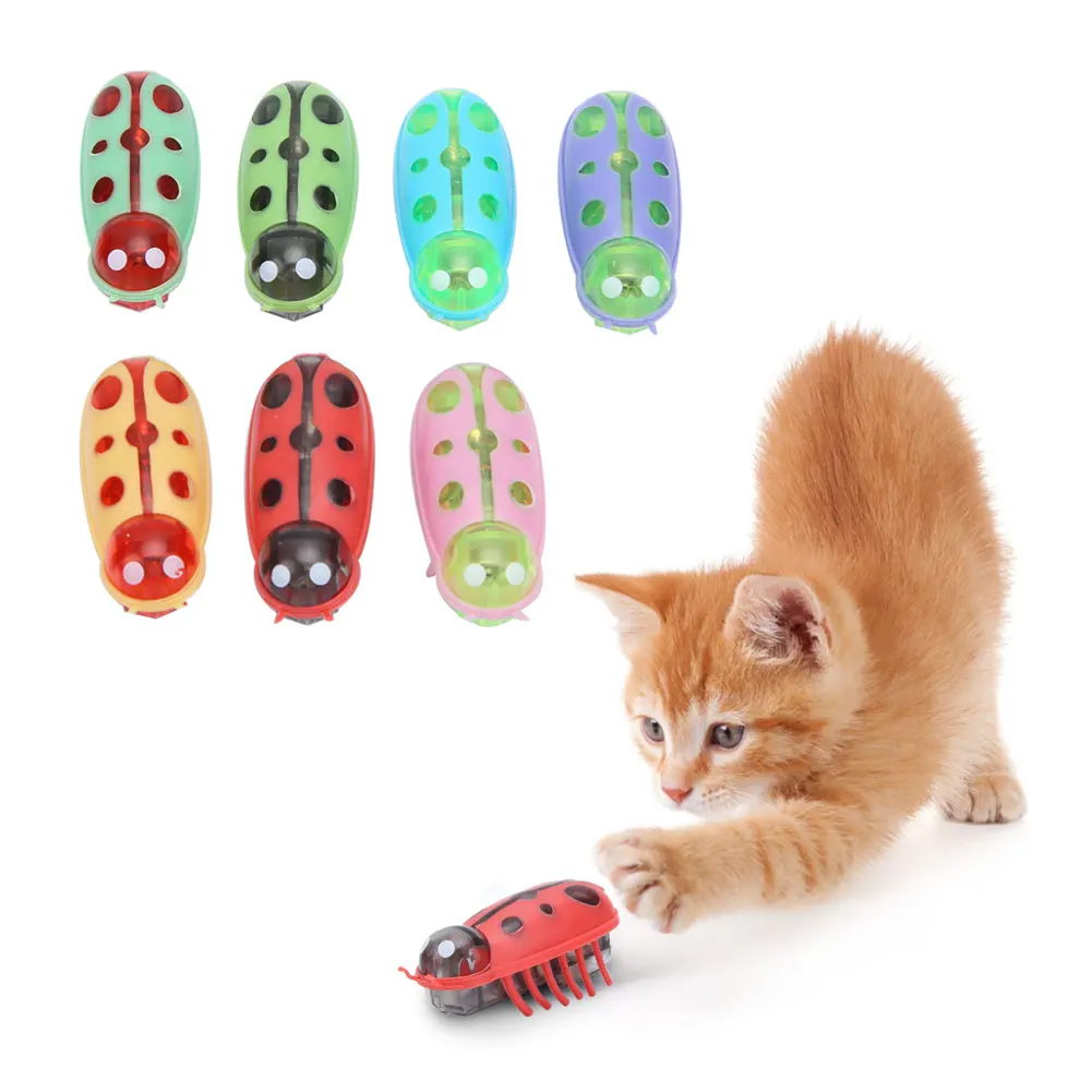 

Cat Toys Mini Electric Bug Toy Interactive Cat Toy Movement Cute Ladybird Beetle Automatic Flip Toys For Cats Accessories 7pcs