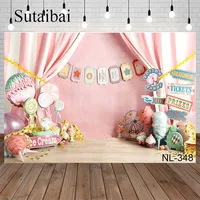 1st Birthday Backdrop for Photography Stage Ice Cream Prizes Tickets Newborn Baby Child Shoot Photography Background Photocall