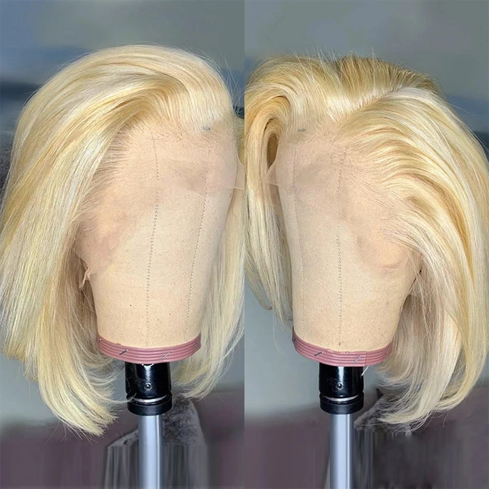 

13x4 Lace Front Human Hair Wigs 613 Honey Blonde Bob Wig Straight HD Frontal Human Hair Wigs PrePlucked Hairline Wig For Women